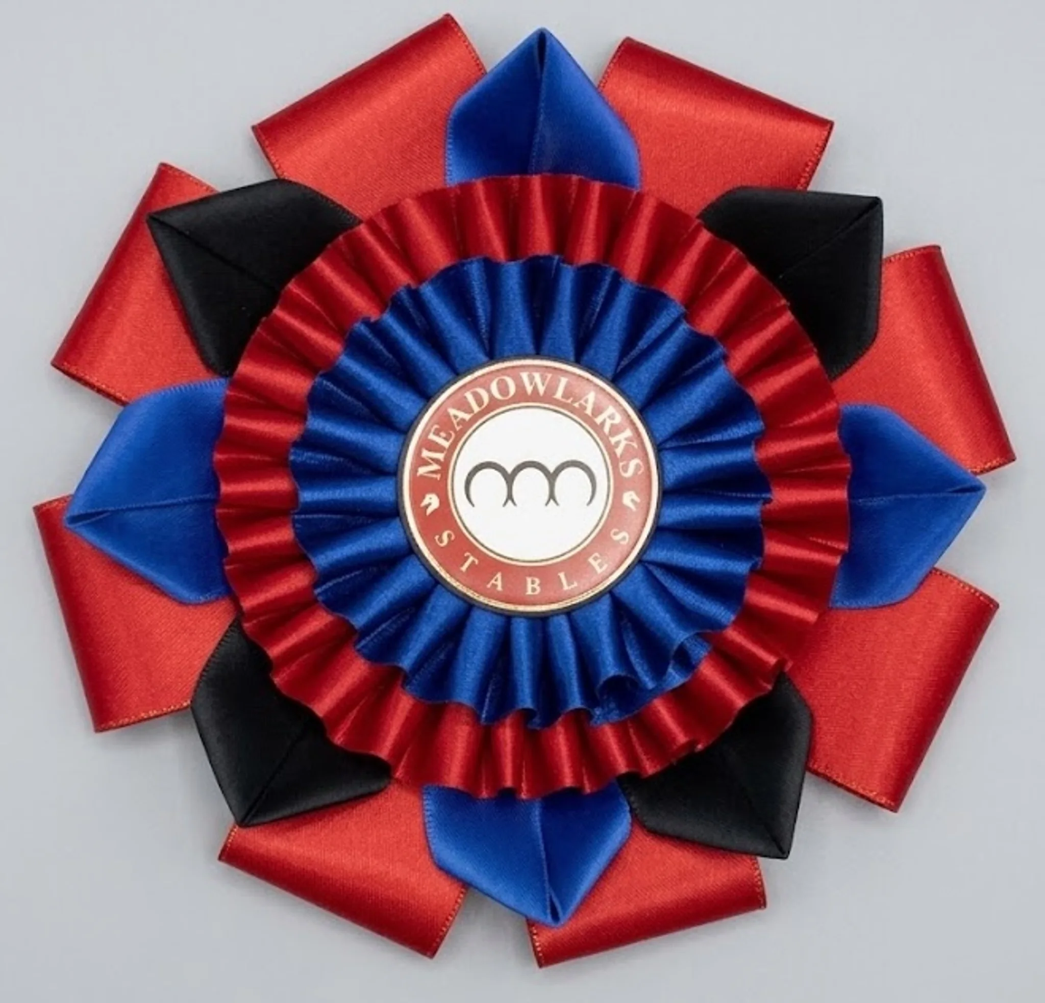 Red, blue and black petals and points champion rosette