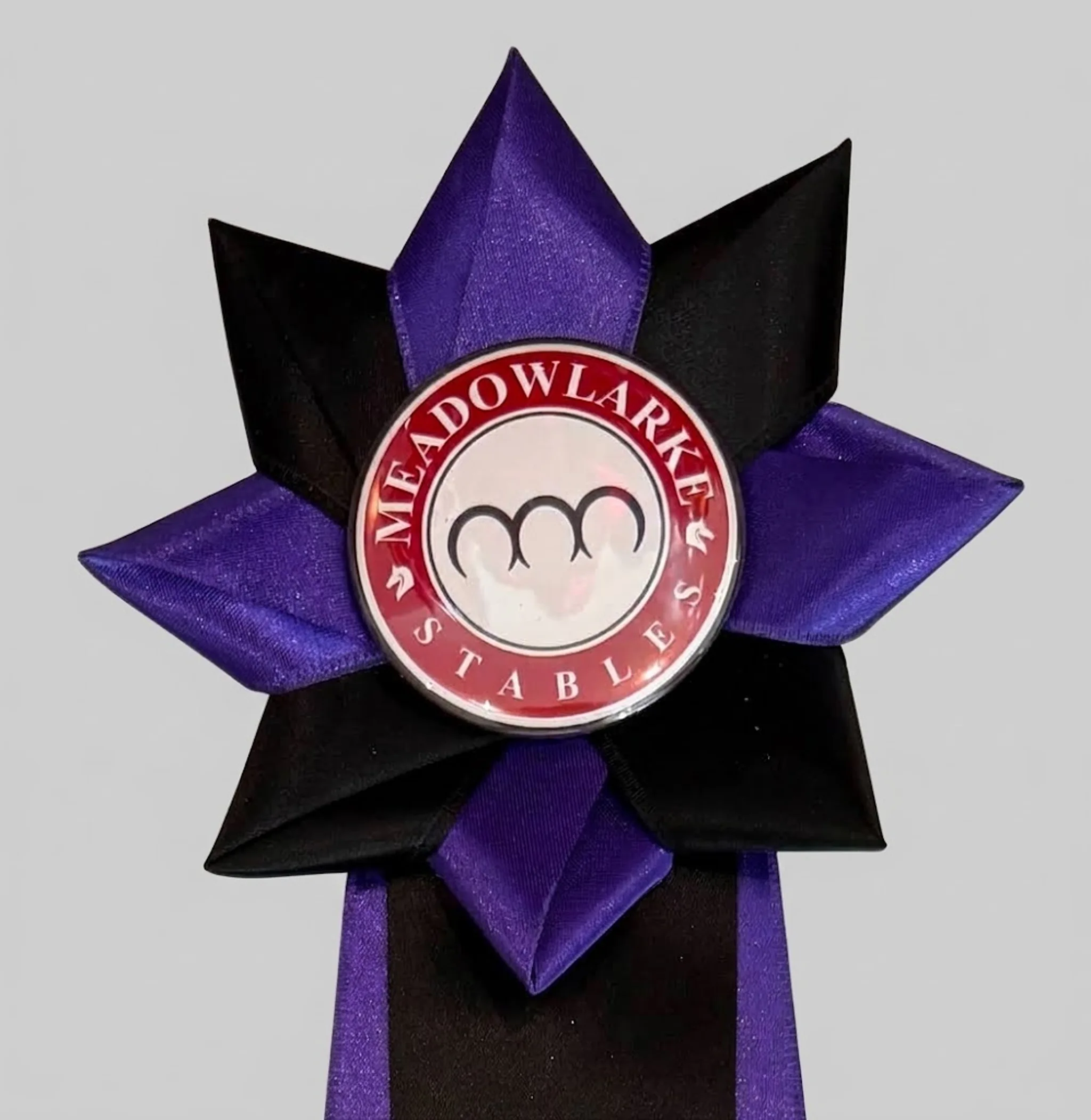 Purple and black ring of points rosette award ribbon